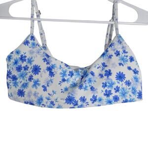 NWOT Sample Andie Swim Maui Swimsuit Bikini Top Blue White Floral Small 1809